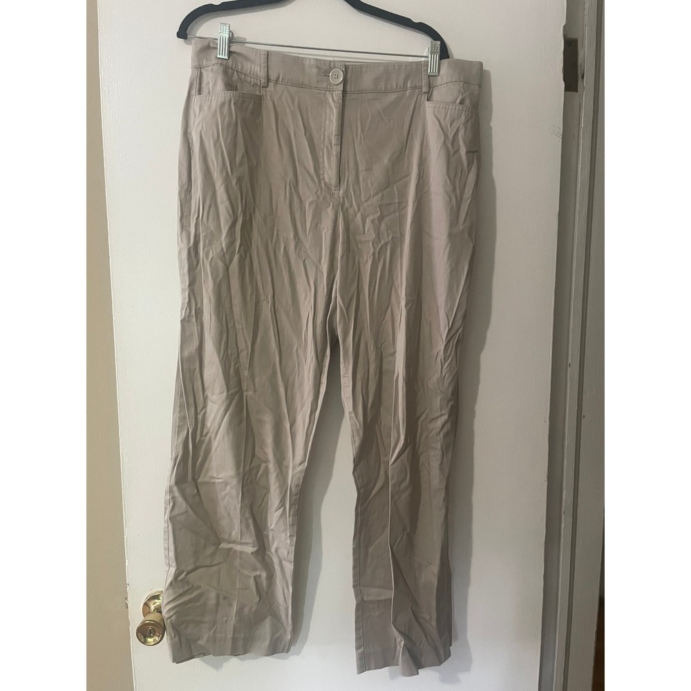 Kim Rogers Womens Khaki Chino Pants Size 16 Tan Straight Leg Cotton Stretch